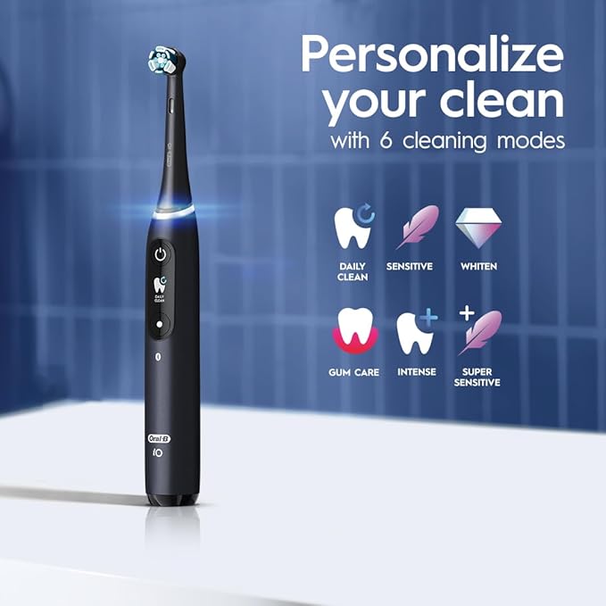 Oral-B iO Series 8 Electric Toothbrush with 2 Replacement Brush Heads and Travel Case Rechargeable Toothbrush Black Onyx