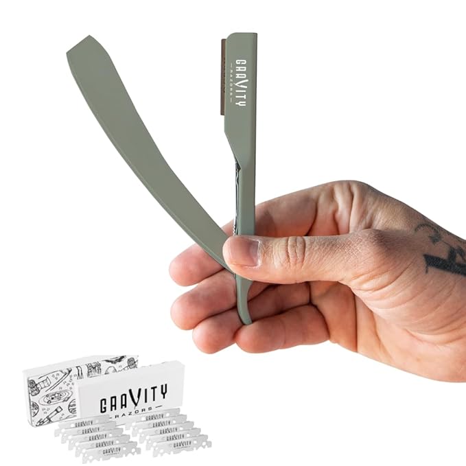 GRAVITY RAZORS Professional Straight Razor Kit ? Minimal Exposure Includes 10 Premium Blades 2mm Exposed Mint