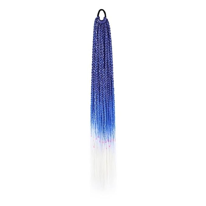 SONGCHAO Fake Hair Bun 24 Inch Braided Ponytail Multicolor Braid Extensions Rainbow Braided Hair Extensions Synthetic Wigs with Elastic Bands Hair Accessories (Color : 0030 Size : 24inch)