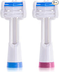 Triple Bristle Replacement Brush Head Refills | Innovative 3 Head Design | Compatible with Triple Bristle Brand Sonic Toothbrush | Color Changing Indicator Bristles | 2 Pack (Blue &amp Pink)