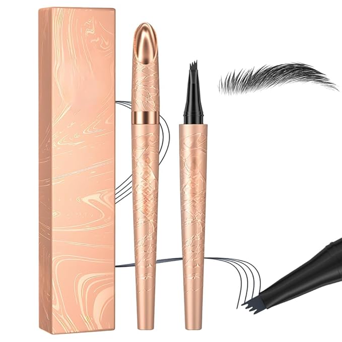 New Microblading Eyebrow Pen Waterproof Eyebrow Pencil Eye Brow Pen with 4 Tip Premium Natural Magic Eyebrow Makeup Fine Stroke Contouring Pencil Long-Lasting Stay on All Day (Black)