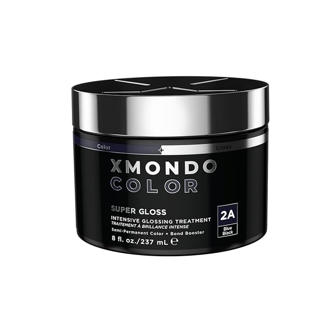 XMONDO Color Blue Black Color Depositing Mask &amp Semi-Permanent Hair Dye Super Gloss Infused with Bond Boosters for Nourishment Revitalize &amp Repair Vegan Formula 8 Fl Oz