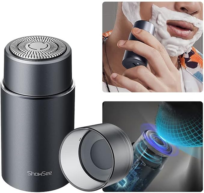 Electric Razor for Men IPX7 Waterproof Induction Shaver Men's Mini Electric Razor Rechargeable Shavers for Travel Bathe Use Portable Wet and Dry Mens RazorGrey