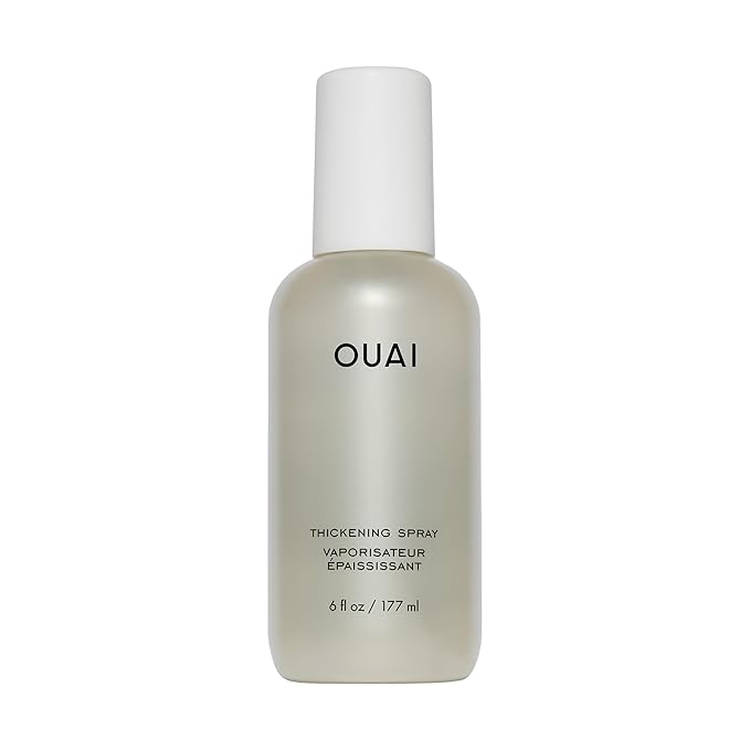 OUAI Hair Thickening Spray - Thickening &amp Volumizing Spray for Instantly Thicker Fuller-Looking Hair - Protects Strengthens &amp Repairs with Amaranth Peptide &amp Amino Acids (6 Fl Oz)