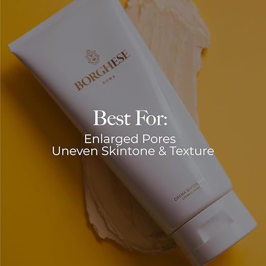 Borghese Crema Saponetta Creme Cleanser - Gentle Face Cleanser for Enlarged Pores Tone &amp Texture with Sea Salt &amp Hyaluronic Acid For All Skin Types