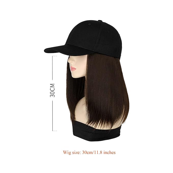 Women's baseball cap wig detachable duckbill cap collarbone wig fisherman's cap wig sun visor cap fake straight hair