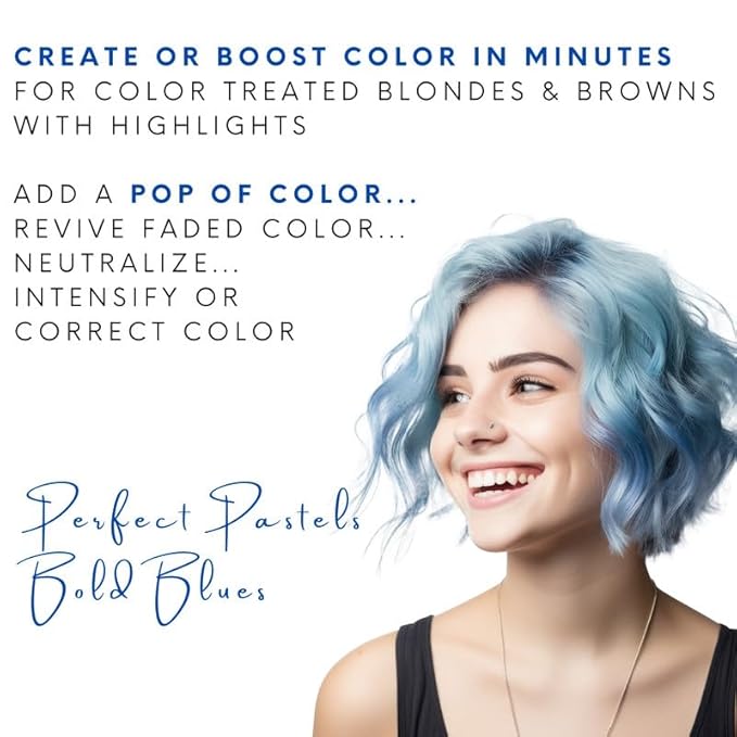 Watercolors by Tressa INTENSE 3-in-1 Color Depositing Shampoo Semi Permanent Hair Color Hair Dye Shampoo for Curly Dry and Normal Hair 8 fl oz - BLUE