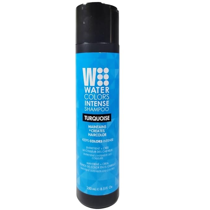 Watercolors by Tressa INTENSE 3-in-1 Color Depositing Shampoo Semi Permanent Hair Color Hair Dye Shampoo for Curly Dry and Normal Hair 8 fl oz - TURQUOISE