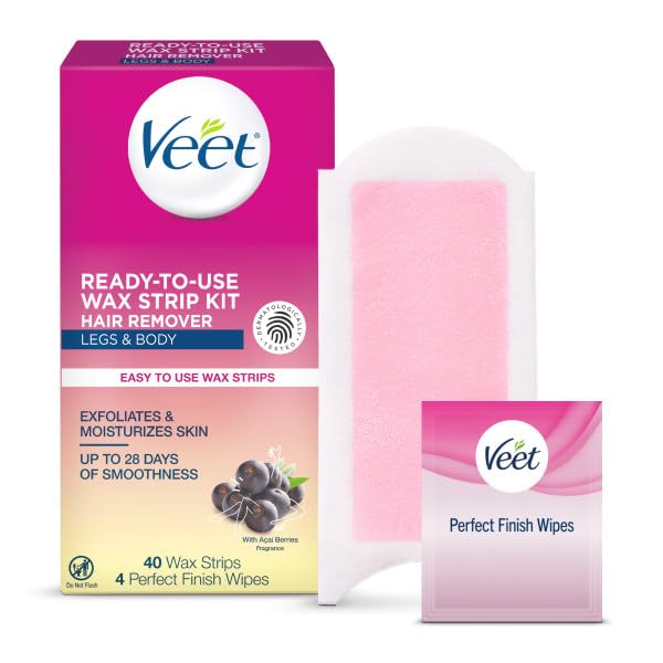 Veet Leg and Body Hair Remover Cold Wax Strips 40 ct (Pack of 3)