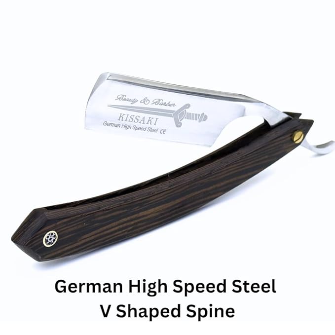 Shave Ready Straight Razor - Straight Edge Razor with Wenge Wood Scale &amp Sheath ? Sharp High Speed Steel Straight Edge Razors for men Classic Barber Accesories