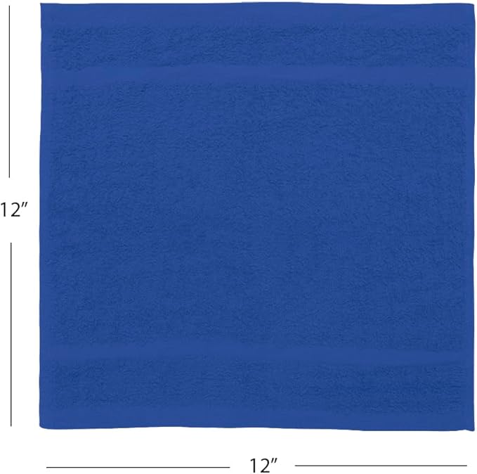 Avalon Towels Cotton Washcloths ? (Pack of 60) Size 12x12 Inches 100% Ring Spun Cotton Soft &amp Absorbent Face Towels Gym Towels Hotel and Spa Quality Reusable Fingertip Towels (Blue)