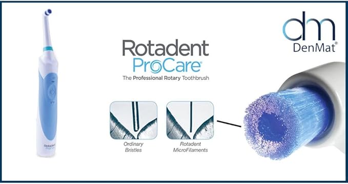 ROTADENT PROCARE Professional Rotary Toothbrush with Dock Charger 2 Brush Heads Included and 1 Year Warranty