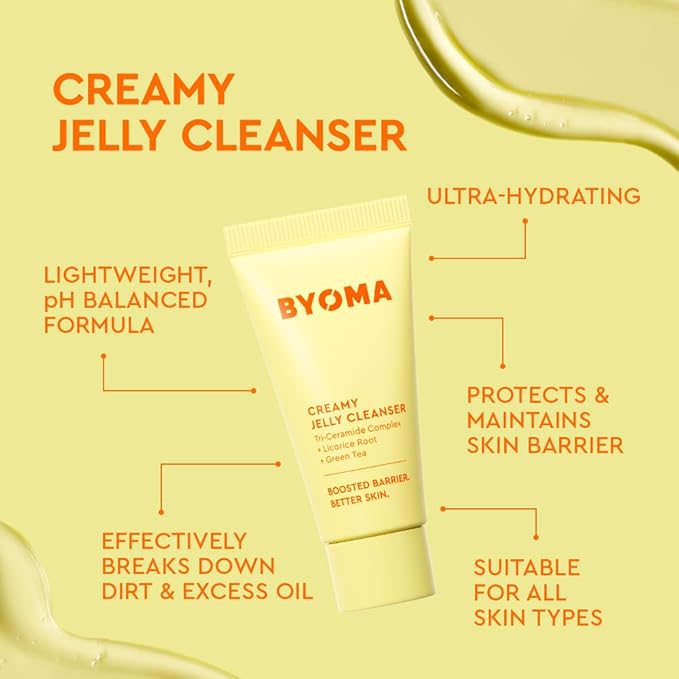 BYOMA So Hydrating Set - Barrier Repair Skincare Set - Creamy Jelly Cleanser Hydrating Face Serum &amp Ceramide Face Moisturizer for Dry Skin - Anti Wrinkle Alcohol Free Skin Care - 30ml 15ml 15m