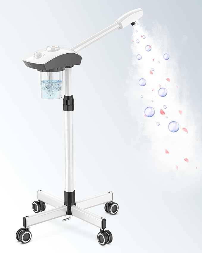Kingsteam Professional Ozone Nano-Ionic Facial Steamer | Deep Cleansing Hydrating | Salon Home Spa Face Steamer | Pore Cleanser | 60-Min Timer | 360° Swivel | Esthetician Favorite ToolWhite