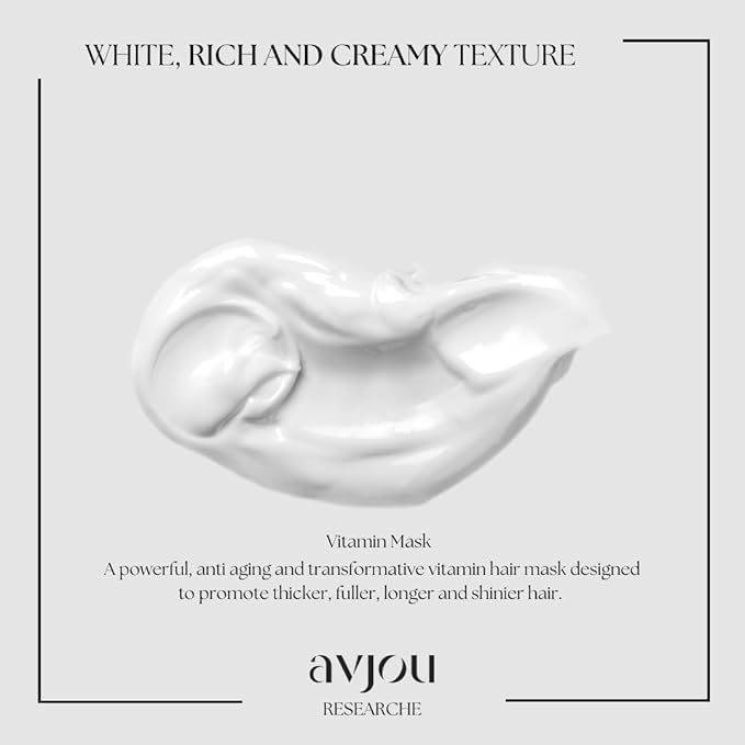 Avjou Researche??Vitamin Mask ? Supports the Look of Thicker Fuller Hair ? Vegan Color &amp Keratin Safe Hydrates &amp Strengthens with Redensyl??? Designed for All Hair Types 6 oz