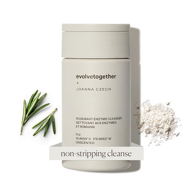 evolvetogether x Joanna Czech Rosemary Enzyme Twice-Daily Face Cleanser for Women &amp Men | Hydrating Gentle Enzymatic Formula For All Skin Types | Vegan Toxin-Free | Made in USA (Fiji 1.41 Oz)