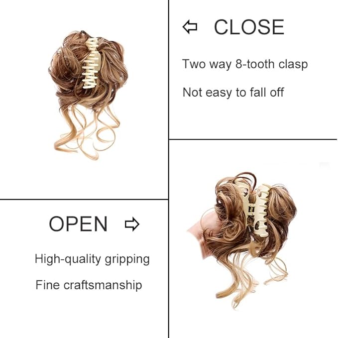FRANCES Fake Hair Bun Synthetic Hair Bun Messy Curly Bun Claw Clip Bun Headband Wig Ponytail Hair Extensions Women Wig Hair Bun Hair Accessories (Color : SW207)