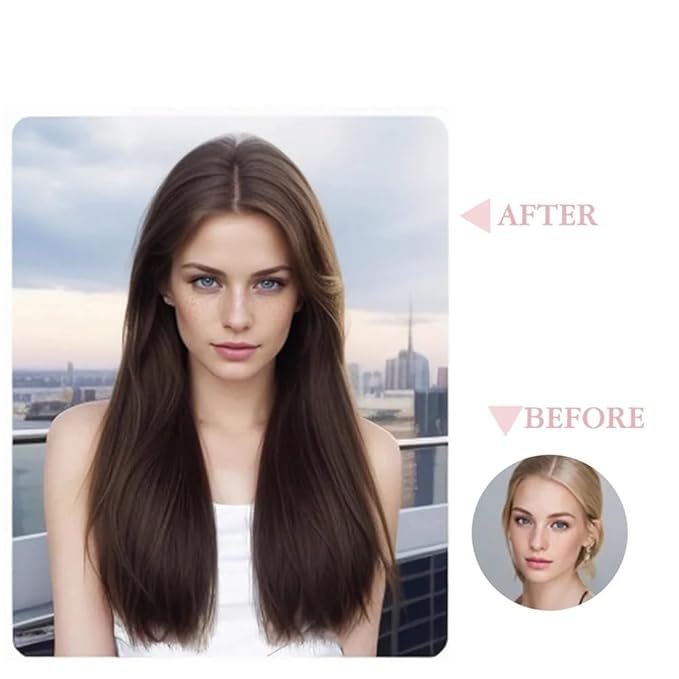 Synthetic Long Straight Hair Extension Piece Fashion Accessories Women's Clip Hair V-shaped Wig Piece(10220inches)