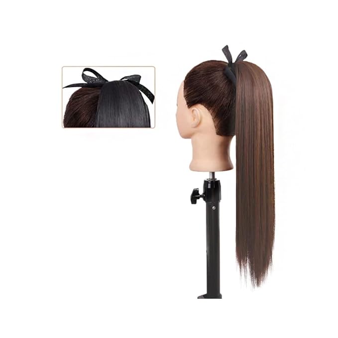 SONGCHAO Fake Hair Bun 22/34 Inch Ponytail Extension Straight Hair Wig Bow Hair Band Synthetic Ponytail Women Extra Long Hair Extensions Hair Accessories (Color : 03 Size : 22inches)