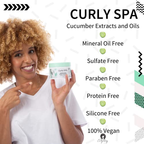 Cucumber Deep Conditioner 12oz - Deep Conditioning Hair Mask for Curly Hair 100% Vegan - Infused with Vitamins for a Curly SPA Experience Humidity Fighter for Dry Damaged Hair