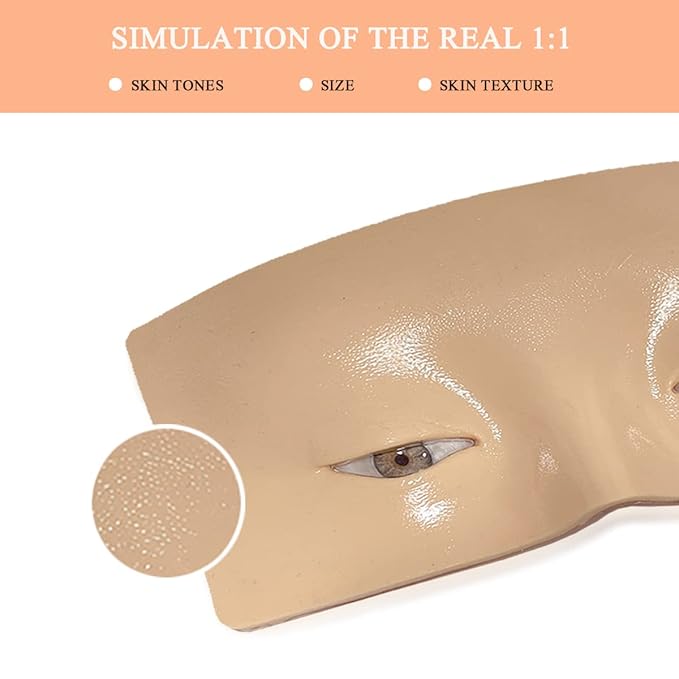 Makeup Practice Face Board Resusable 3D Makeup Mannequin Face Eyes Makeup Practice Face with Makeup Kit for Makeup Student and Beginner to Practice Eyeshadow Eyeliner Eyebrow Makeup &amp Lash Exten
