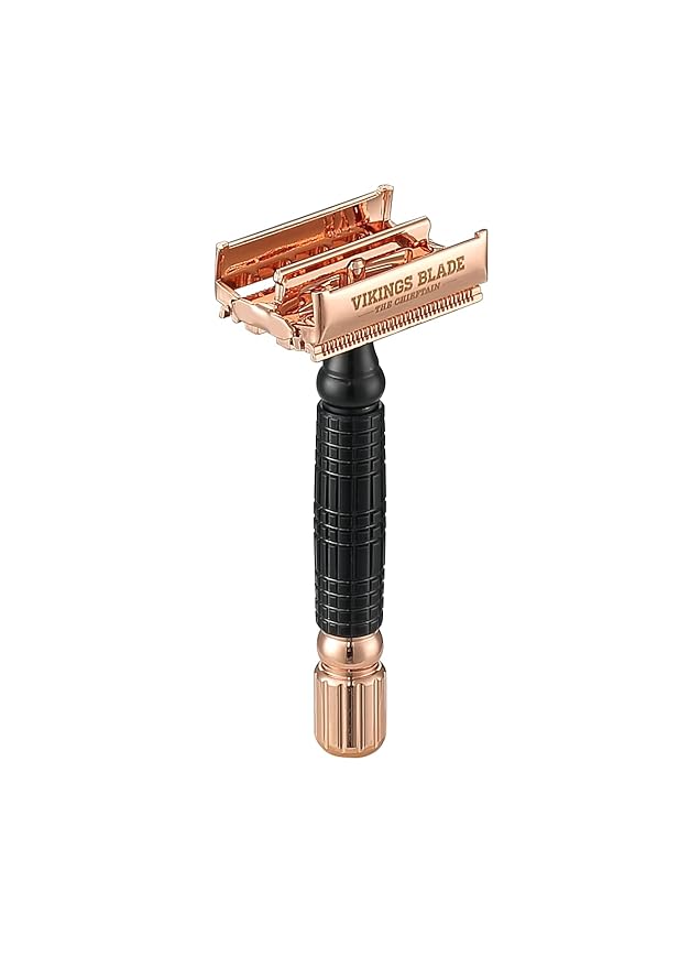 VIKINGS BLADE Double Edge Safety Razor for Men + 5 Swedish Steel Blades + Luxury Case. Smooth Reusable Eco-Friendly (Chieftain ?œOdin??