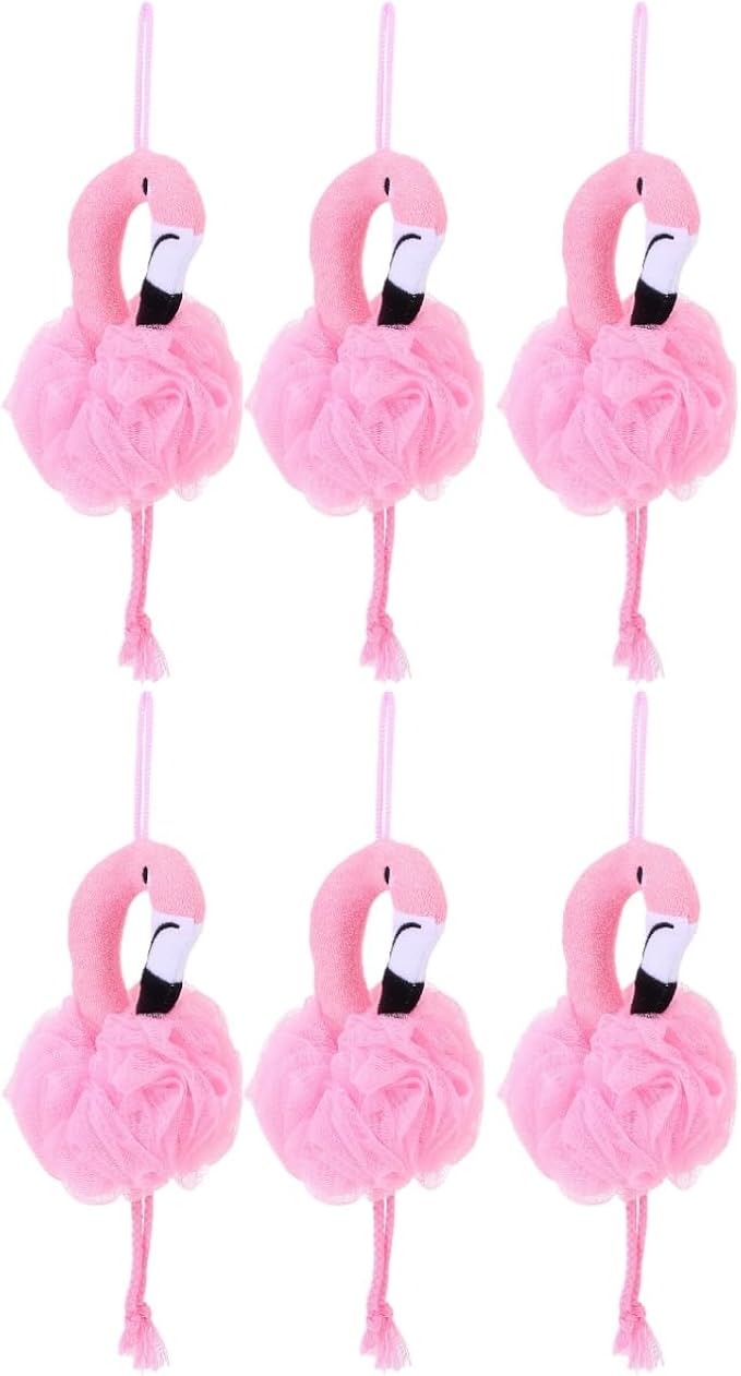 Beaupretty 6 Pcs Flamingo Bath Balls for Kids - Soft Shower Sponges for Gentle Skin Massage and Deep Cleansing Suitable for Home and Hotel Bathing 10.23X4.72X7.08 Inches