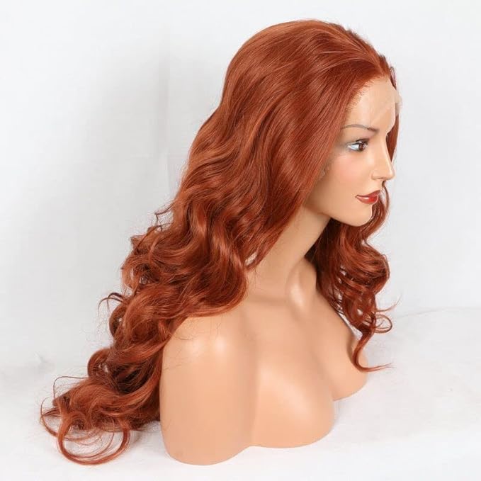 Xiweiya Long Brown Red Wig Long Wavy Free Part Auburn Red 13x3 Lace Front Wigs Natural Hairline Wear and Go Wigs Ginger Hair wig Heat Resistant Wigs 180% Denisty Wig for Women 24inch
