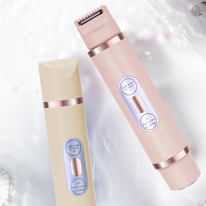 2 in 1 Electric Lady Shaver 2 in 1 Electric Shaver for Women Dual Head Trimmer Mini Wet and Dry Women Hair Remover (Beige)
