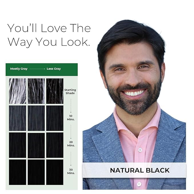 Simpler Hair Color Natural Black Mustache and Beard Upgraded Brush Kit with 3 Brushes Included for Precision Application - Gentler Ammonia Free Beard Dye for Men w/Aloe Vera Avocado Oil &amp More.