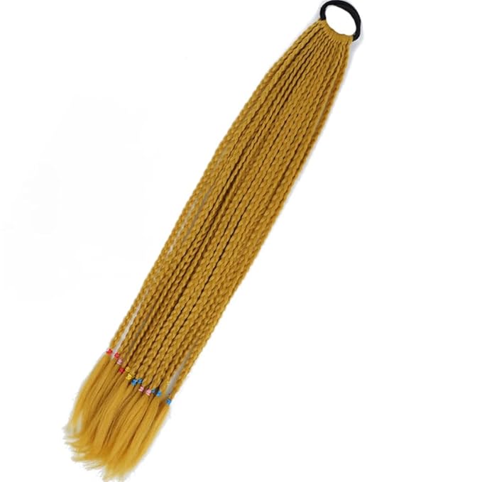 Synthetic Gradient Boxing Braided Ponytail For Girls With Elastic Hair Rubber Bands Hair Accessories Wig Headband Hairpiece