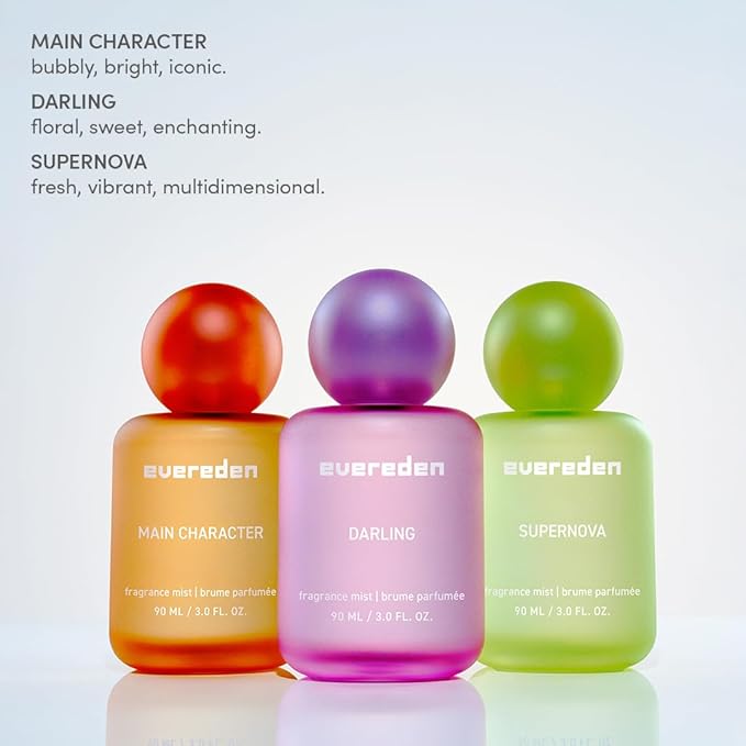 Evereden Kids Fragrance Gift Set ? 3 Hair &amp Body Mists + Tinted Lip Oil | Clean Vegan Non-Toxic Scents for Girls &amp Teens | Fun Self-Care Gift Box with Aesthetic Collectible Bottles