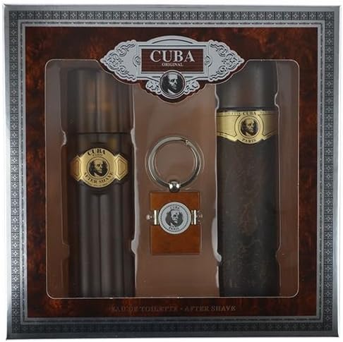 Cuba Gold Gift Set 3Pcs Key Ring Gift EDT &amp Aftershave 100ml