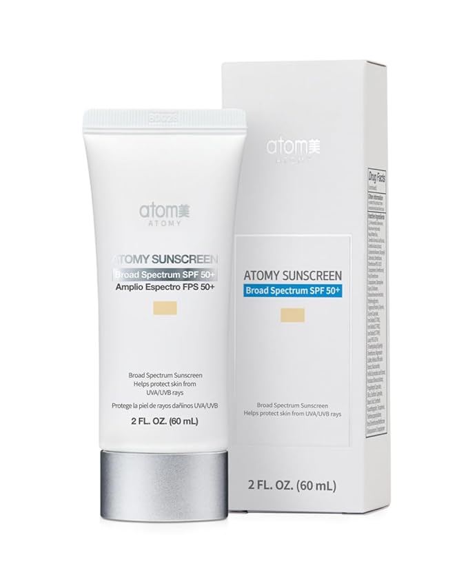 A.t.o.m.y Sunscreen SPF 50+ PA+++ High Protection Moisturizing 2 FL OZ UVA/UVB Protection Beige 2ea