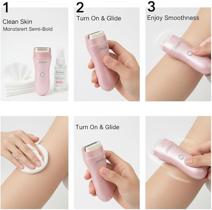 JINRI Electric Bikini Trimmer and Intimate Shaver for Women Rose Gold Portable Design Fast Hair Removal Gentle on Skin Long Battery Life