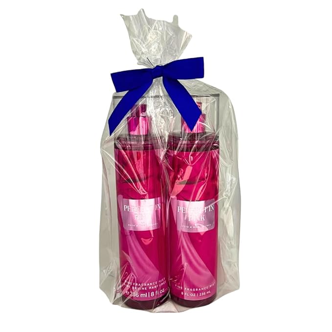 Bath &amp Body Works PERFECT IN PINK Fine Fragrance Mist 2-piece Gift Set with a Blue Bow for Holidays ? Full Size