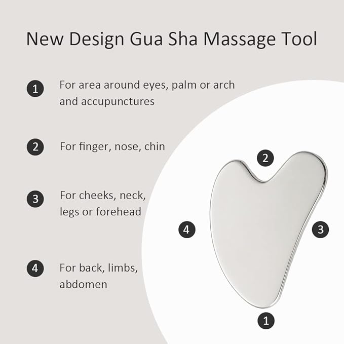 Yeamon Gua Sha Facial Tools and Face Roller Set Facial Massage Tool for Women?™s Skincare RoutineCooling Stainless Steel Face Sculpting Eyes Roller Guasha for Daily Use or Self-Care Gift for Women