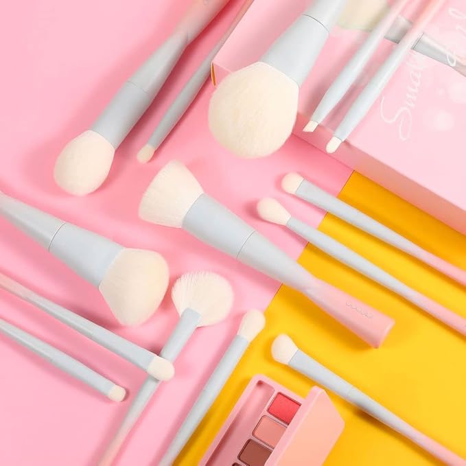 Docolor 14Pcs Makeup Brushes Premium Synthetic Makeup Brush Set Includes 9pcs Eye Brushes5pcs Synthetic Face Brushes Perfect for FoundationBlushBronzerContourEyeshadow &amp Powder-Small Waist Se