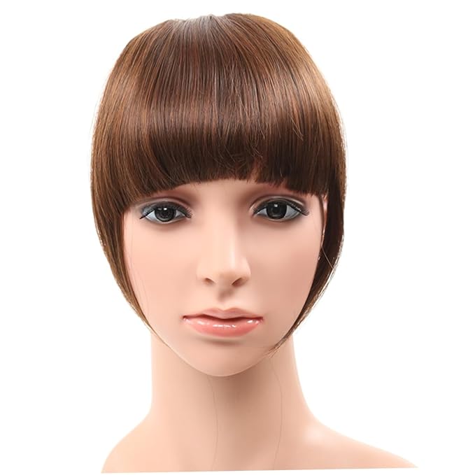 NOLITOY 9pcs Fashionable Women Hair Accessories Black Head Hair Wig Replacement Bangs Straight Extensions Flat for Heart Long Face Shapes