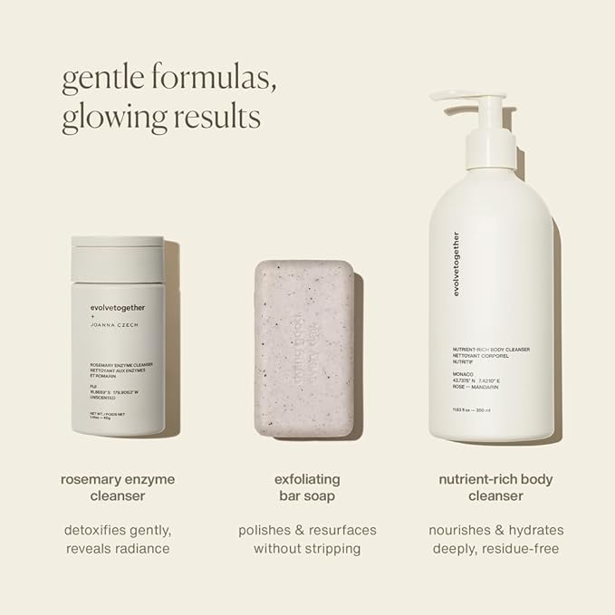 evolvetogether x Joanna Czech Rosemary Enzyme Twice-Daily Face Cleanser for Women &amp Men | Hydrating Gentle Enzymatic Formula For All Skin Types | Vegan Toxin-Free | Made in USA (Fiji 1.41 Oz)