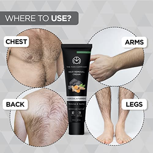 The Man Company Hair Removal Cream for Men Enriched with Charcoal &amp Turmeric Dermatologically Tested For All Skin Types - Pack of 2