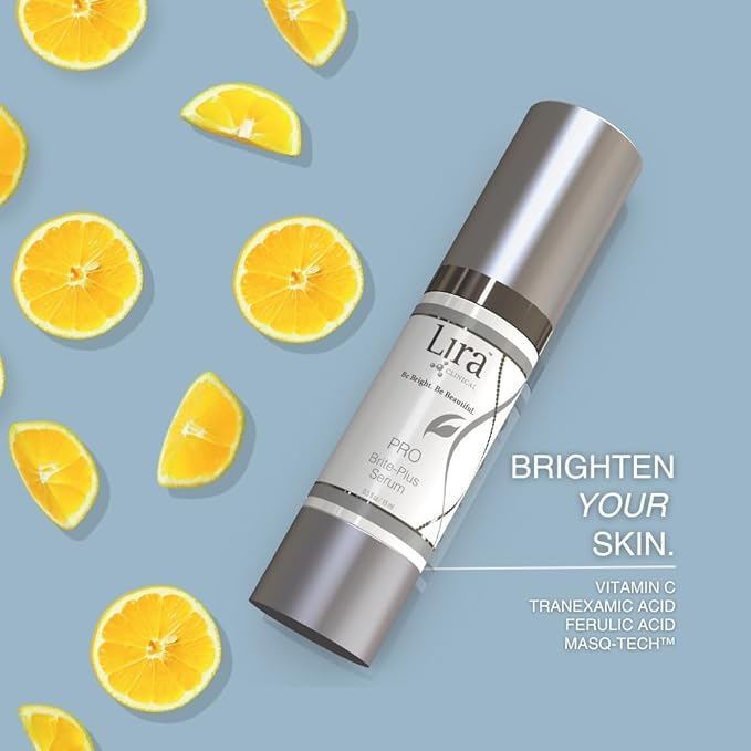 Lira Clinical PRO Brite-Plus Serum - Hydration &amp Dark Spot - Tranexamic Acid Serum Ferulic Acid &amp Vitamin C - Brightens Firms &amp Minimizes Pores &amp Skin - For All Skin Types - 0.5 fl o