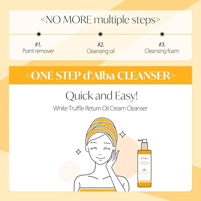 d'alba Piedmont Italian White Truffle Return Oil Cream Cleanser Vegan Skincare Easy One Step Cleanser for Sebum &amp Makeup Removal Hydrating Cleanser for Sensitive Skin Korean Skin Care