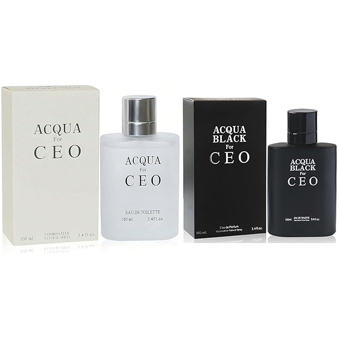 TWISHA Acqua &amp Acqua Black Men's Cologne Eau de Parfum Gift Set - 3.4 Fl Oz Each | Citrus Spicy &amp Woody Ambergris Fragrance | Luxury Perfume for Day &amp Night
