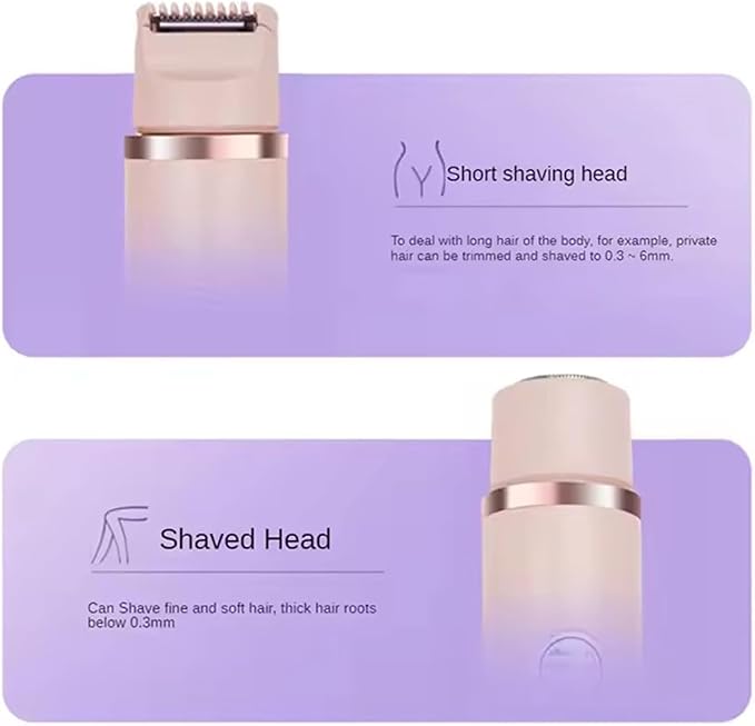 2 in 1 Electric Lady Shaver 2 in 1 Electric Shaver for Women Dual Head Trimmer Mini Wet and Dry Women Hair Remover (Beige)