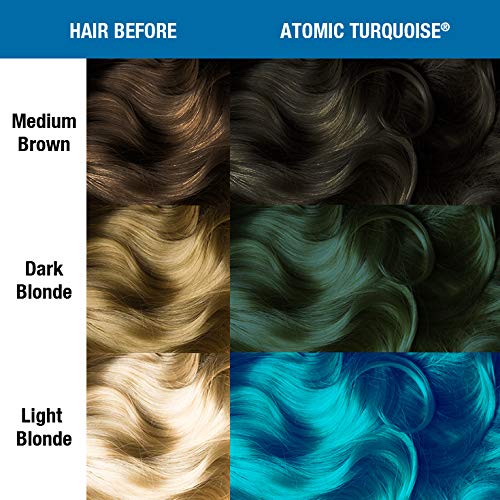 MANIC PANIC Classic Atomic Turquoise Semi Permanent Hair Color - Neon Aqua Blue Hair Dye for Women &amp Men That Lasts 4-6 Weeks - Vegan Ammonia &amp Cruelty-Free - Create &amp Mix Custom Shades (