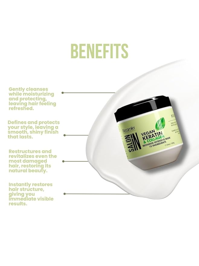 RECAMIER PROFESSIONAL SALON IN Vegan Keratin &amp Collagen Hair Recharge Intensive Mask 17.6oz.