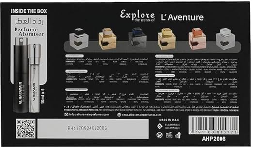 Al Haramain Discovery Collection - Laventure for Unisex Adult - 6 Pc Mini Gift Set 0.33oz LAventure EDP Spray (Mini) Perfume Atomiser