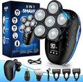 Head Shaver for Bald Men 6-in-1 Electric Shaver for Bald Head 6D Wet/Dry Waterproof Mens Electric Razor Head Shavers with Grooming Kit Cordless Rechargeable Face Head Shaving Rotary Shavers Blue