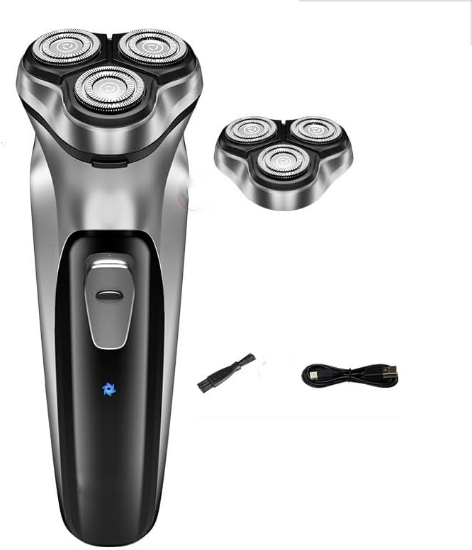 Head Shaver for Men Electric Face Shaver Razor for Men 3D Floating Blade Washable USB Rechargeable Shaving Beard Machine (Color : Silver)